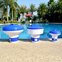 수영장 소독제 디스펜서 염소 소독약 수질 관리, 온도계 장착 7인치 디스펜서