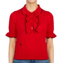 [디올] [명품]꿀벌 여자 카라 캐시미어 실크 반팔 크롭 니트 스웨터 레귤러핏 314S52