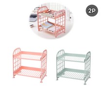 DIY 선반 2P 조립식 2단 미니 다용도 선반 펜트리 사무실 욕실 원룸 선반, ◐민트1P핑크1P★⊙