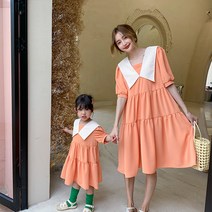 여름 카라 원피스 엄마와 아기 커플룩