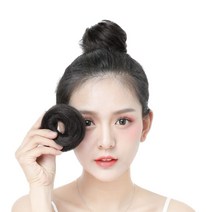 온리정 똥머리가발 셀프 올림머리 부분가발 스트레이트형 고탄력 밴드형, 블랙, 1개