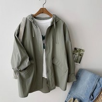 러브잇 데일리룩 루즈핏 사파리 베이직 심플한 봄 여성 후드 야상 점퍼