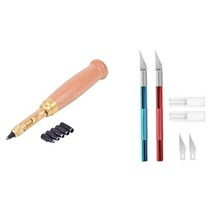6팁 크기 1.5mm 2mm 4mm 나사 구멍 펀치 자동 가죽 도구 조각 칼 2 개 포함, 01 장미 빛 레드