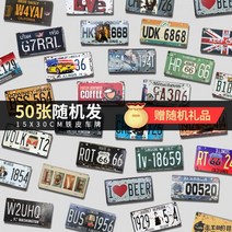 레트로벽꾸미기 집들이 레트로 북유럽 벽꾸미기 개업선물 장식 벽걸이 이사 소품, 번호판 그림 랜덤 50장 (선물의