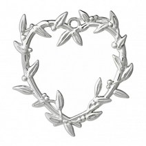 북유럽 로젠달 코펜하겐 카렌 블릭센 겨우살이 하트 행잉 크리스마스 소품 7 cm Silver plated