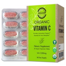 네추럴라이즈 오가닉 유기농 비타민C(200mg) 1 600mg, 30정, 2개