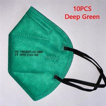 FFP2 kn95 fpp2 승인 CE 호흡기 페이스 ffp3 덴탈마스크, 기본, T07-10PCS Deep Green
