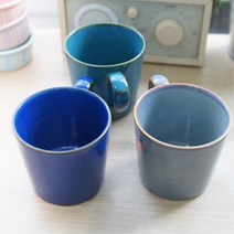 유광 도자기 그라데이션 명품 머그컵 사무실 개업선물 텀블러 손잡이 티머그 자취생 교무실 회사선물 물잔, 진블루