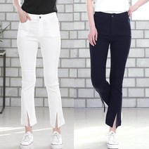 빅빅몰 강력 스판 사선 봉제 앞트임 슬림 부츠컷 여성 데일리 캐주얼 바지