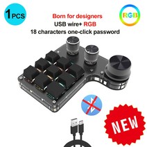 USB 맞춤형 키보드 매크로 3/6 키 1 노브 프로그래밍 RGB 블루투스 게이밍 포토샵 핫스왑 미니 기계식 BT, 9key-Wire-RGB-Black