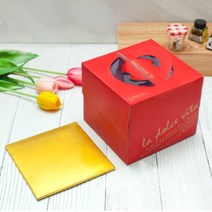 골드/쉬폰 미니케익상자 (H13cm) - (골드)사각받침포함