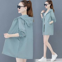 [한손에요]Thin Summer Women's Jacket Sun Protection Clothing Mid-Length Hooded Casual Loose UV Prote