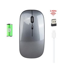 무료배송1600 인치 당 점 무선 마우스 2.4Ghz 클래식 충전식 컴퓨터 노트북 PC 오피스 노트북을위한 초박형, 03 GRAY, 한개옵션1