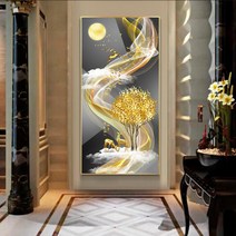 HAENGBUK 부자되는 대형 보석십자수 DIY 금전수 원형비즈 전체수, 하나, 70X130cm