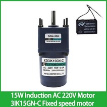 15W 유도 AC 220V 모터 3IK15GN-C 고정 속도 기어 감속기 모터 단상 모터 소형 저속 엔진, 300rpm, 08 300rpm