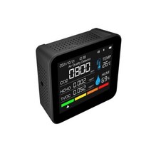 이산화탄소측정기 실내공기질관리법 9in1 BT 대기 질 모니터 CO2 미터 이산화탄소 검출기 TVOC HCHO PM25 PM10 온도 습도 감지, 없음, Black+Black