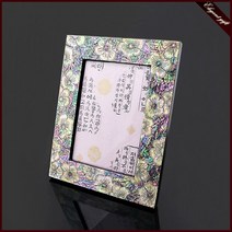 H.jin 자개 나전칠기 사진 액자 (꽃 학 문양 선택) 인테리어 소품 장식품 기업 회사 단체선물 행사기념품 장태복 문화재기능인 작품, 꽃