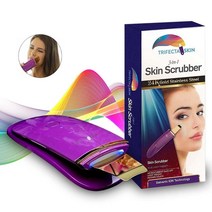 Trifecta 스킨 프리미엄 24K 골드 3-in-1 페이스 스크러버 각질 제거기 블루 라이트 갈바닉 이온 미세 전류 리프트 모공 추출기 (트라이펙타 스크러버), 1 Count (Pack of 1)