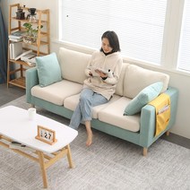 모던 패브릭 천 쇼파 소파 1인용 2인용 3인용, 민트라지더블 탈부착세탁풀세트베개2개무료