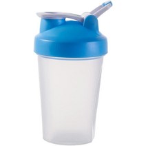 CooGoo 단백질 파우더 쉐이커 병 운동 전 쉐이크 스무디 BPA 프리 및 거품기 볼 400ml 컵 (473.2ml(16온스)-400ML-1BTL 블루 홀오버), Clear Body/Blue Top