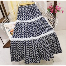 여자여자몰 레이스테이프 플라워자수 펀칭 캉캉롱스커트 맥시 코튼 고급스러운긴치마 수입명품