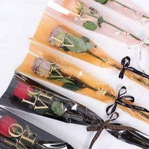 꽃 포장지 한송이 투명 opp 꽃포장 1송이 도매 포장지, 24.러브스트레이트백[다크레드]20개