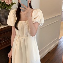사각사각 크림 원피스 휴양지 스퀘어넥원피스 심플한 오오티디 빅사이즈 태교여행 임산부옷