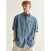 후아유 스티브 데님 오버핏 반팔 셔츠 WHYJD2511U[nc불광]