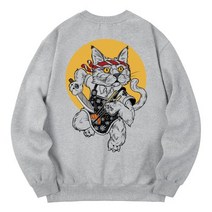 남자 여자 맨투맨 스웨트 셔츠 칸6312 KMG0101 쿠마 기모 - 그레이