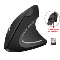 무선 무소음 게이밍 버티컬 마우스 HKZA 수직 USB 컴퓨터 인체 공학적 데스크탑 업라이트 1600 인치 당 점 for PC Laptop 오피스 Home, Black