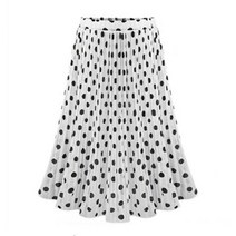 땡땡이 치마 도트 스커트 여성 오버핏 플리츠 쉬폰 신축성 프린트 비치 미디