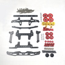 미니카튜닝 VZ 섀시 경량 키트 1 세트 탄소 섬유 보강 플레이트 가이드 휠 RC 타미야 4WD 자동차용 개조 액, 01 red kit