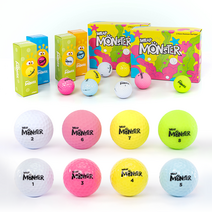 컬러 골프공 3구 몬스터 골프공세트 투톤골프공 유광 무광 퍼팅연습 선물용, 몬스터 골프공 유광 3구, 스카이블루, 2피스