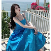 블루 핑크 휴가지 나시원피스 해외여행원피스