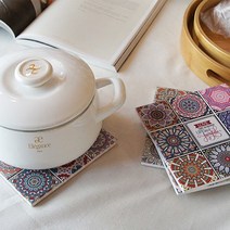 cocooning Persian 논슬립 도자기 코르크 사각 냄비받침, 1Ea, 드림