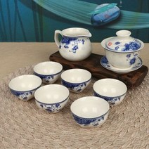 청화백자 실용적인 당초 개완 개합 다기세트, 단일속성