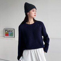 여성용 루즈핏 여리여리 골지 펀칭 버튼 라운드 하찌 나그랑 단추R 니트