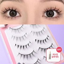 아이하라 속눈썹 데일리 인조속눈썹 대용량 혼합속눈썹 글루세트 쁘띠업5쌍HH01, 2개