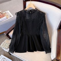 특대 여성 39 s 드레스 2023 가을 새로운 쉬폰 셔츠 스타일 디자인 얇은 레이스 blusas 여성 셔츠 블라우스