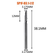 1pc aaaaa 3d cnc 라우터 비트 조각 컷 3.17546 생크 단일 플루트 밀링 커터 나선형 엔드 밀 목공 알루미늄, sp1f-d3.1-l12