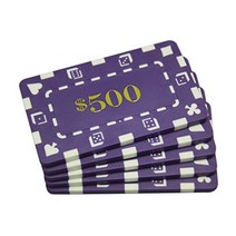 MRC 5개 분명한 직사각형 포커 칩 명판 $500 퍼플