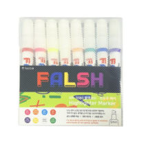투코비 falsh 형광 화이트 블랙 윈도우마카펜 8색 세트, 6개