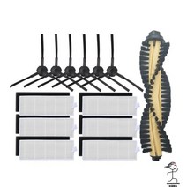 단후이 NR15 로봇청소기 / Danhui 로봇 진공 교체 예비 부품 메인 브러시 사이드 Hepa 필터 걸레, Set H