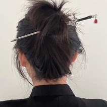 한복비녀 혼주 웨딩 전통 비녀 올림머리 헤어핀 고정핀 펑크 루비 펜던트 칼 머리핀 중국 뱀 머리 스틱 여성용 diy 헤어 스타일 유행 헤어 액세서리, 6