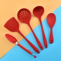 시우리빙 레드 실리콘 조리도구 세트 5종, 레드 실리콘 조리도구 5종 세트, 1개