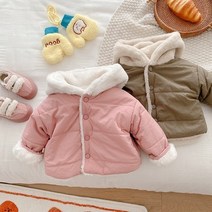 안감퍼 귀달이 패딩 자켓 (핑크 카키) / 끌레르키즈