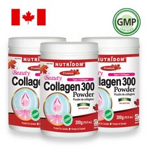 (3팩 특가세트) 캐나다 뉴트리돔 뷰티콜라겐 분말 파우더 300g 소콜라겐 N204, 3개