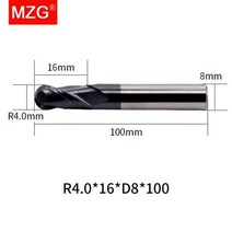 엔드밀 밀링커터 END MILL MILLING CUTTER MZG 플루트 HRC 볼 노즈 CNC 선반 가공 탄소강 밀링 공구 커터 구형 솔리드 카바이드 피스, R4.0mmxD8x100L-2F45C