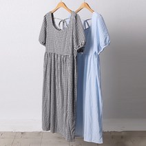 빅사이즈사랑해요 D723L107 잔체크스퀘어넥원피스 YP