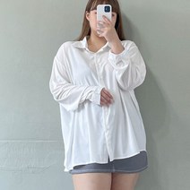 (빅사이즈)실키 무지 오버핏 여성용 긴팔 남친 셔츠
